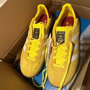Adidas Gazelle Indoor Yellow and Burgundy Sneakers